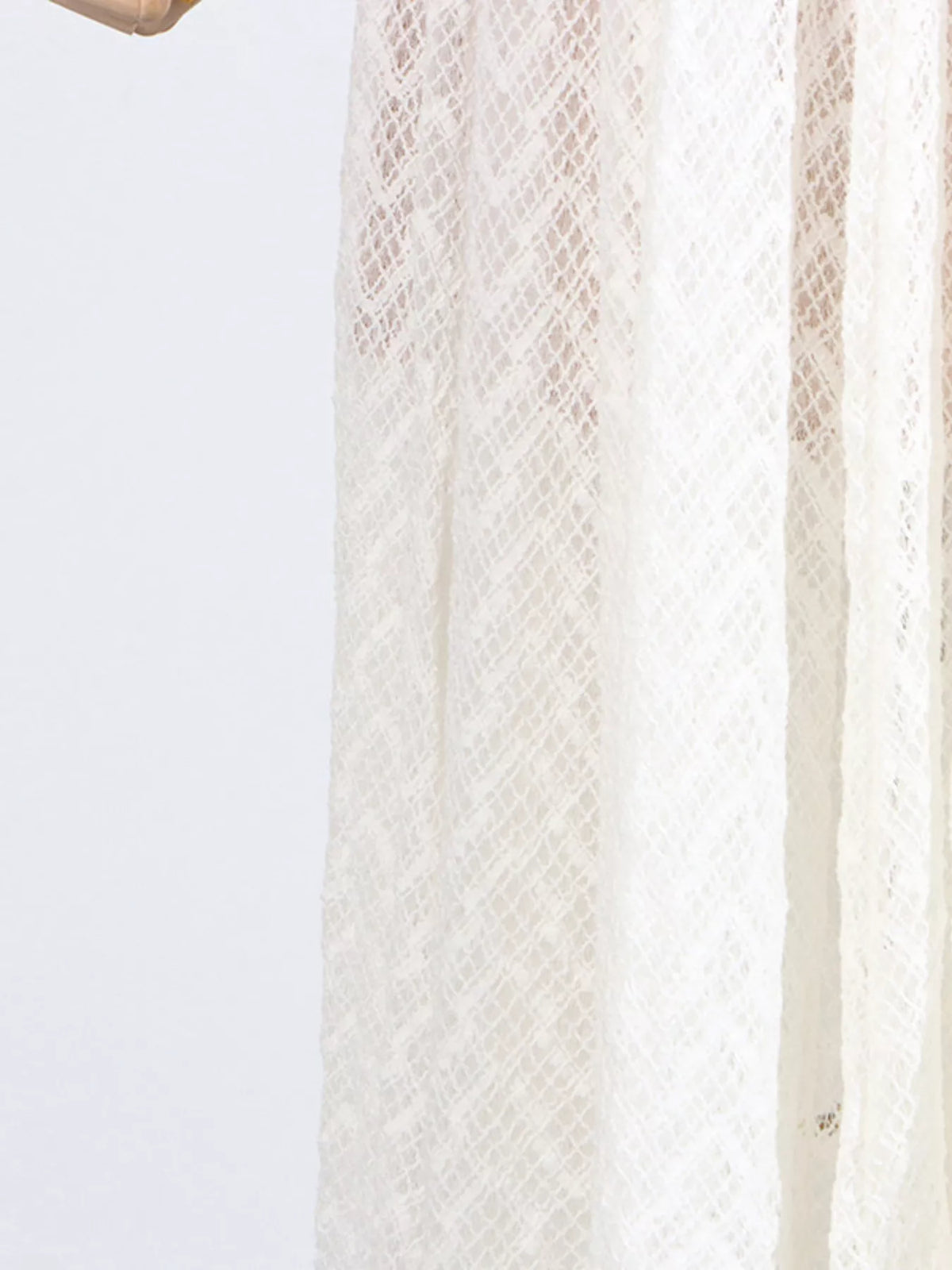white lace mock neck long sleeve maxi dress detail view