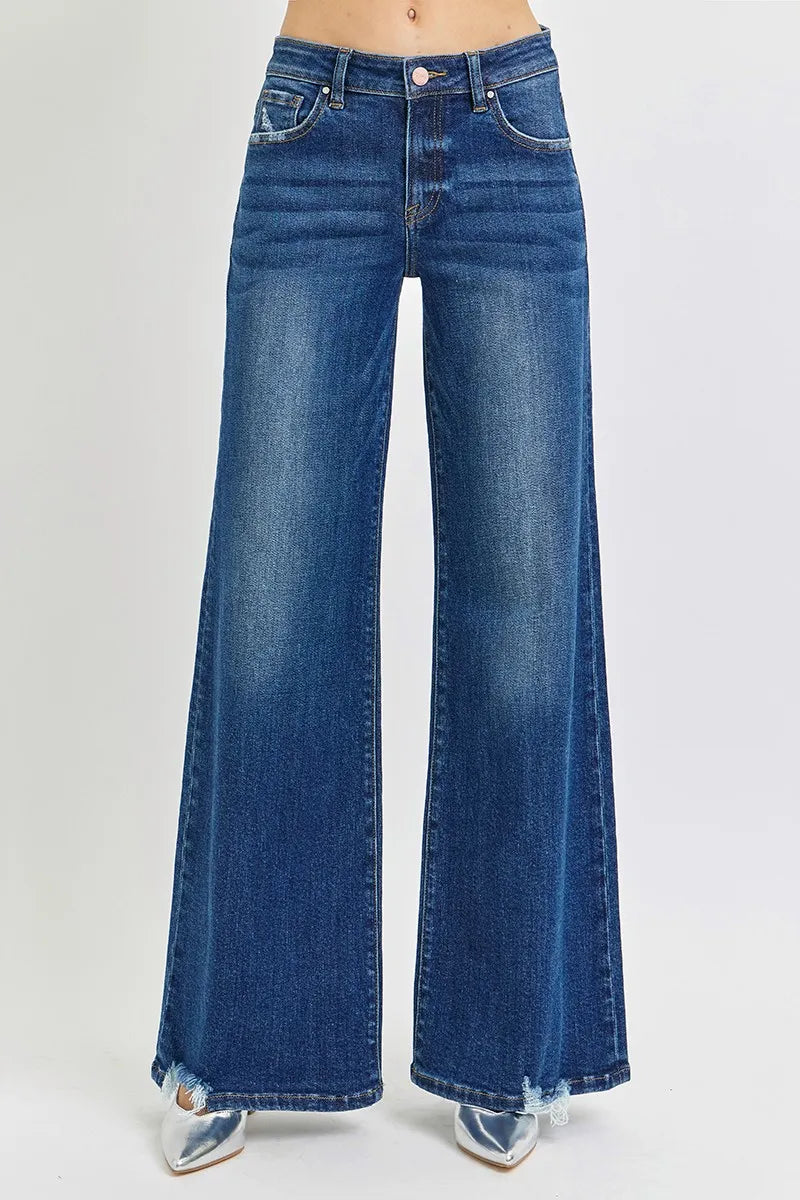 RISEN Full Size Mid Rise Wide Jeans Plus Size - Fashorio