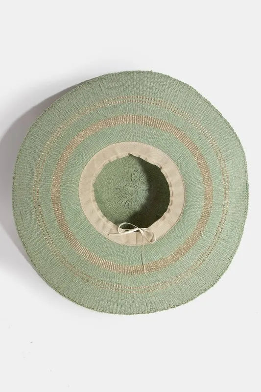 Fame Metallic Accent Trim Floppy Sun Hat - Fashorio