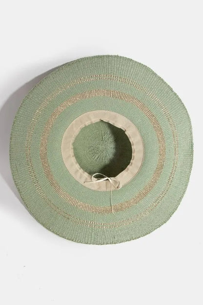 Fame Metallic Accent Trim Floppy Sun Hat - Fashorio