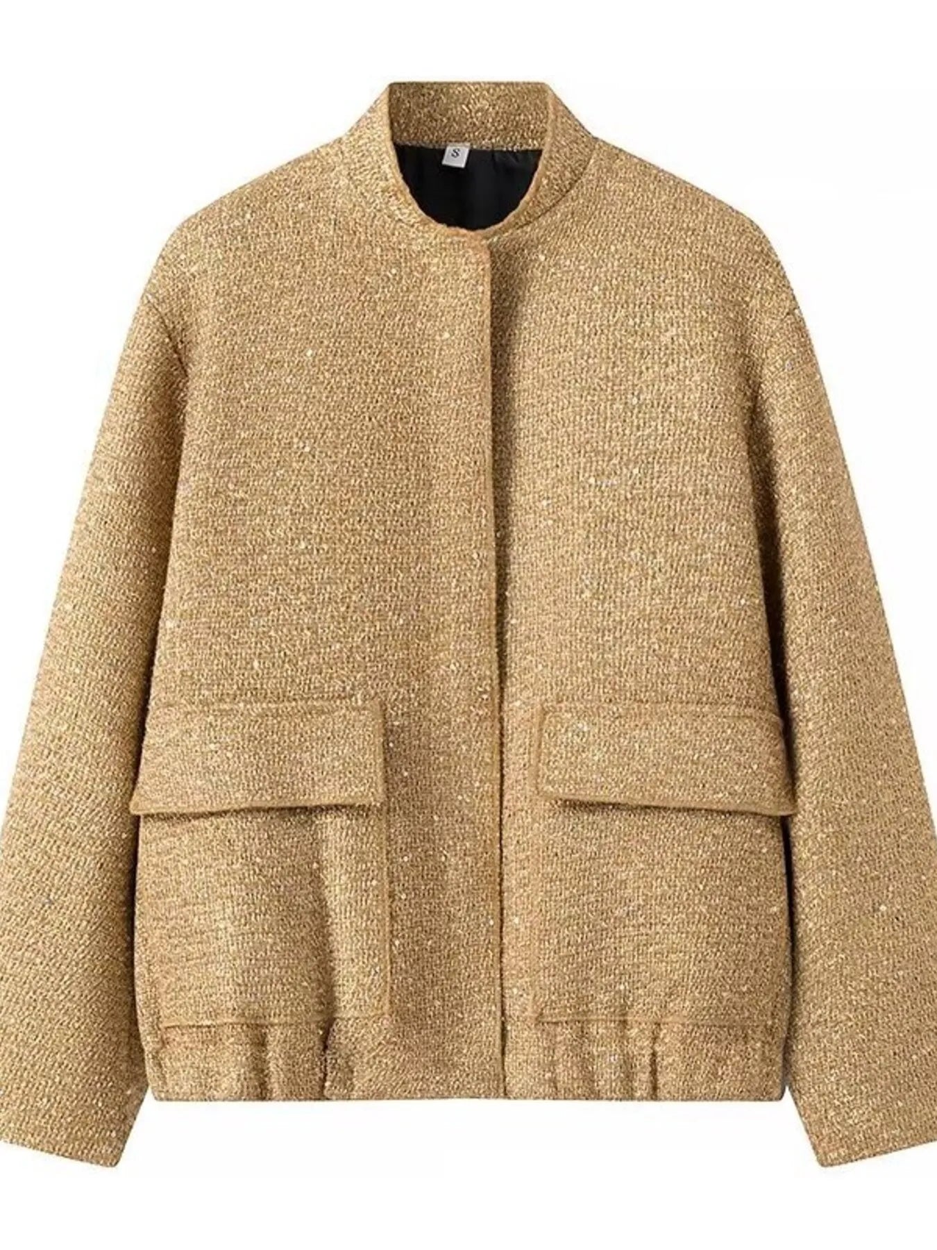 Sequin Long Sleeve Jacket with Pockets - Fashorio