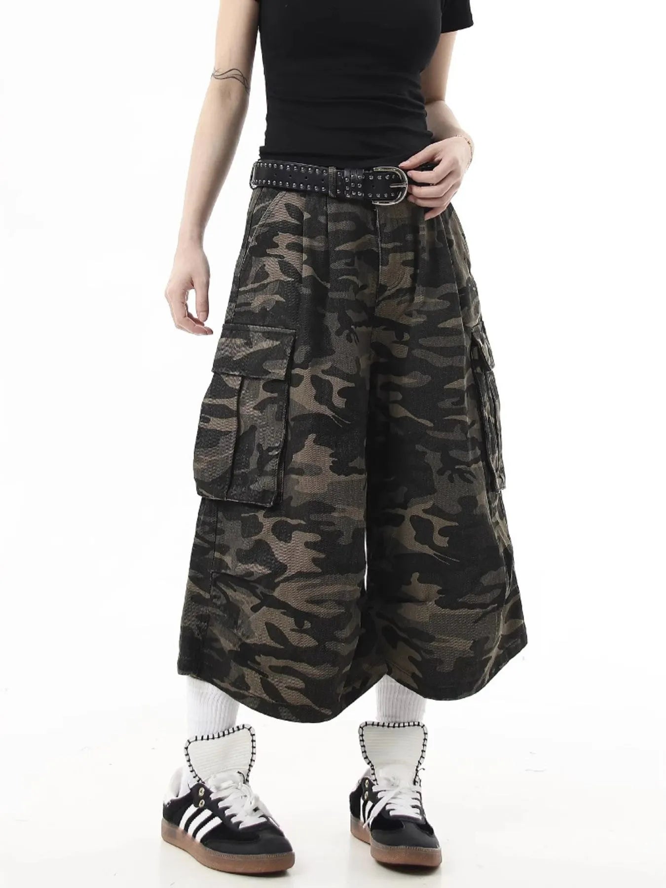 Men's Full Size Camouflage Cargo Denim Shorts Plus Size - Fashorio