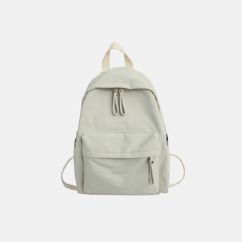 Cotton zip top backpack close up of the material