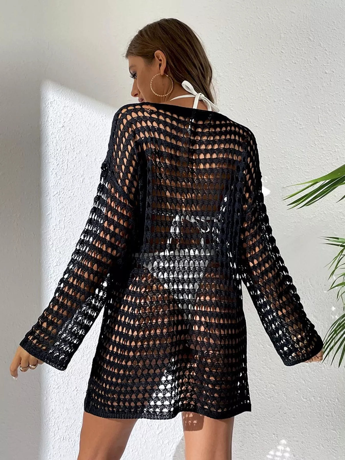 Crochet Knit Long Sleeve Cover Up additional view