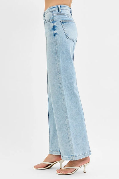 RISEN Full Size High Waist Wide Leg Pintuck Detailed Plus Size - Fashorio