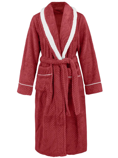 Contrast Trim Tie Waist Lounge Nightgown with Pockets - Fashorio