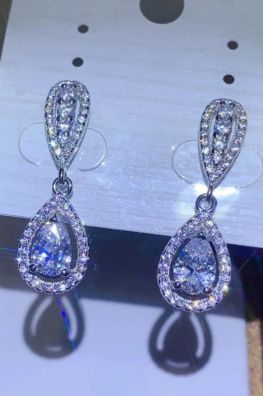 2 Carat Moissanite 925 Sterling Silver Teardrop Earrings Silver One Size - Fashorio