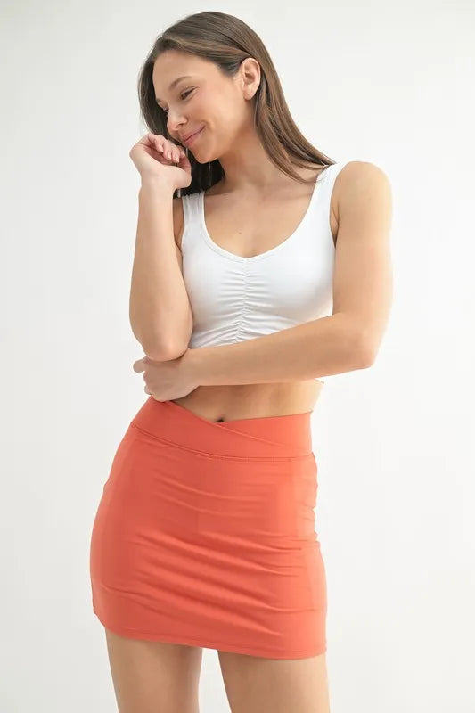White Mono B ruched front active tank