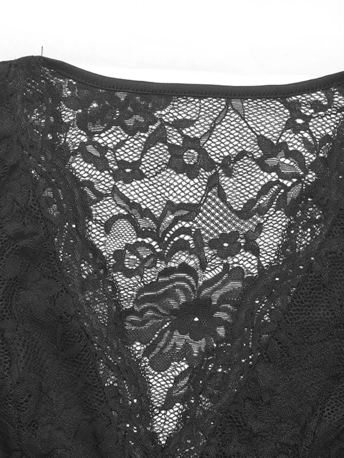 Lace Plunge Short Sleeve Bodysuit - Fashorio