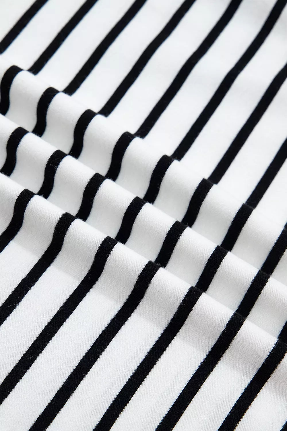 Striped ruffle trim tank top laid flat, full garment view