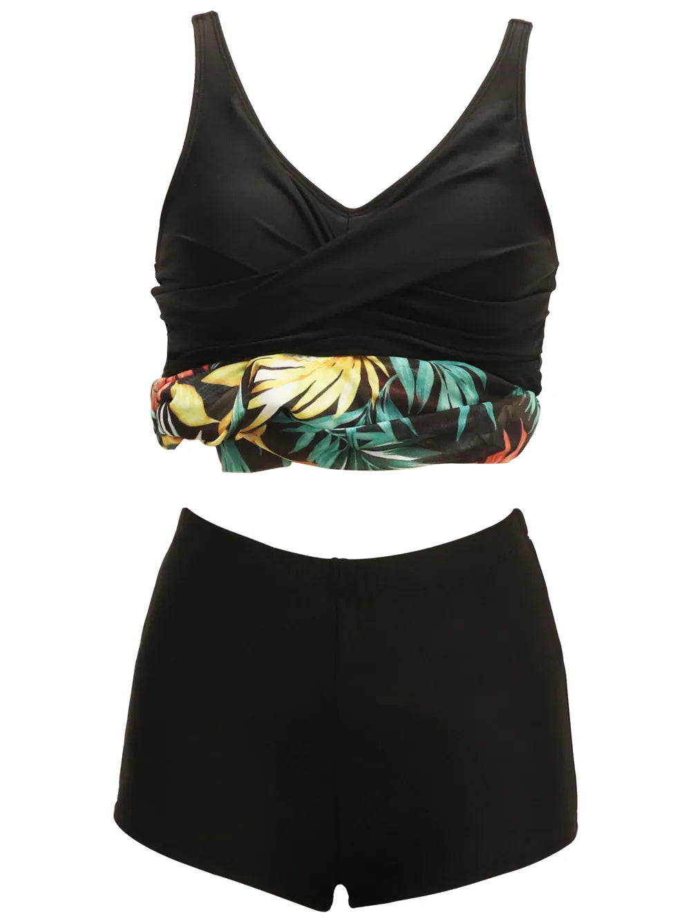 Printed wide strap bikini set full outfit