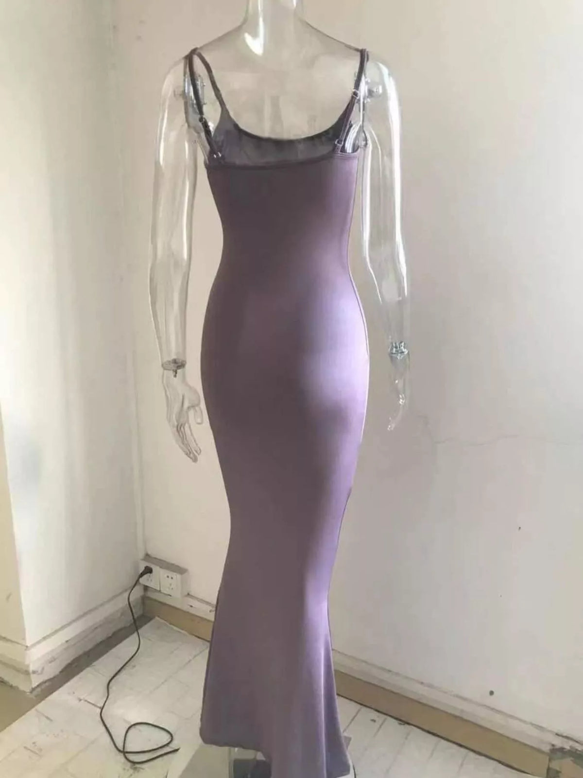 Spaghetti strap dress close view