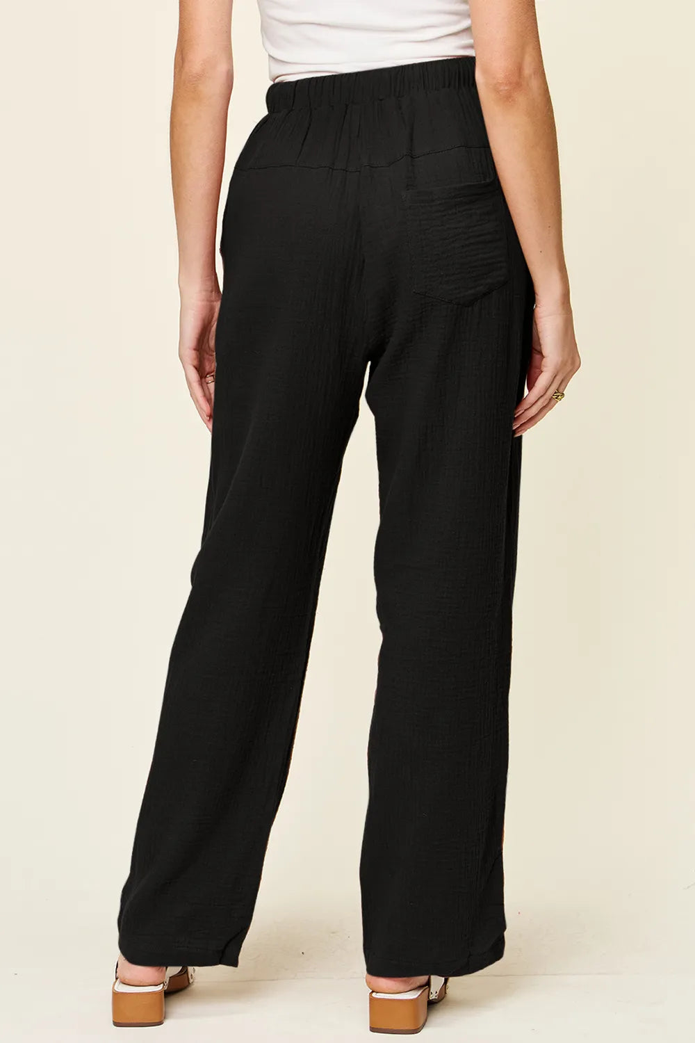 Drawstring straight pants styled outfit