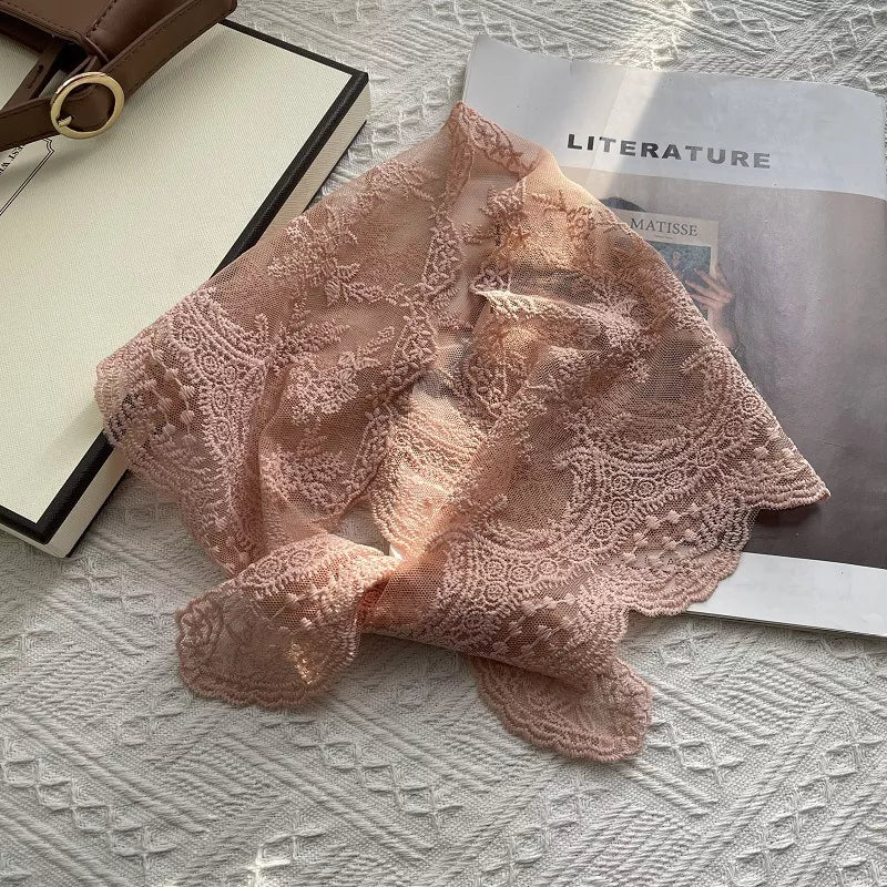 Lightweight cotton lace scarf full length