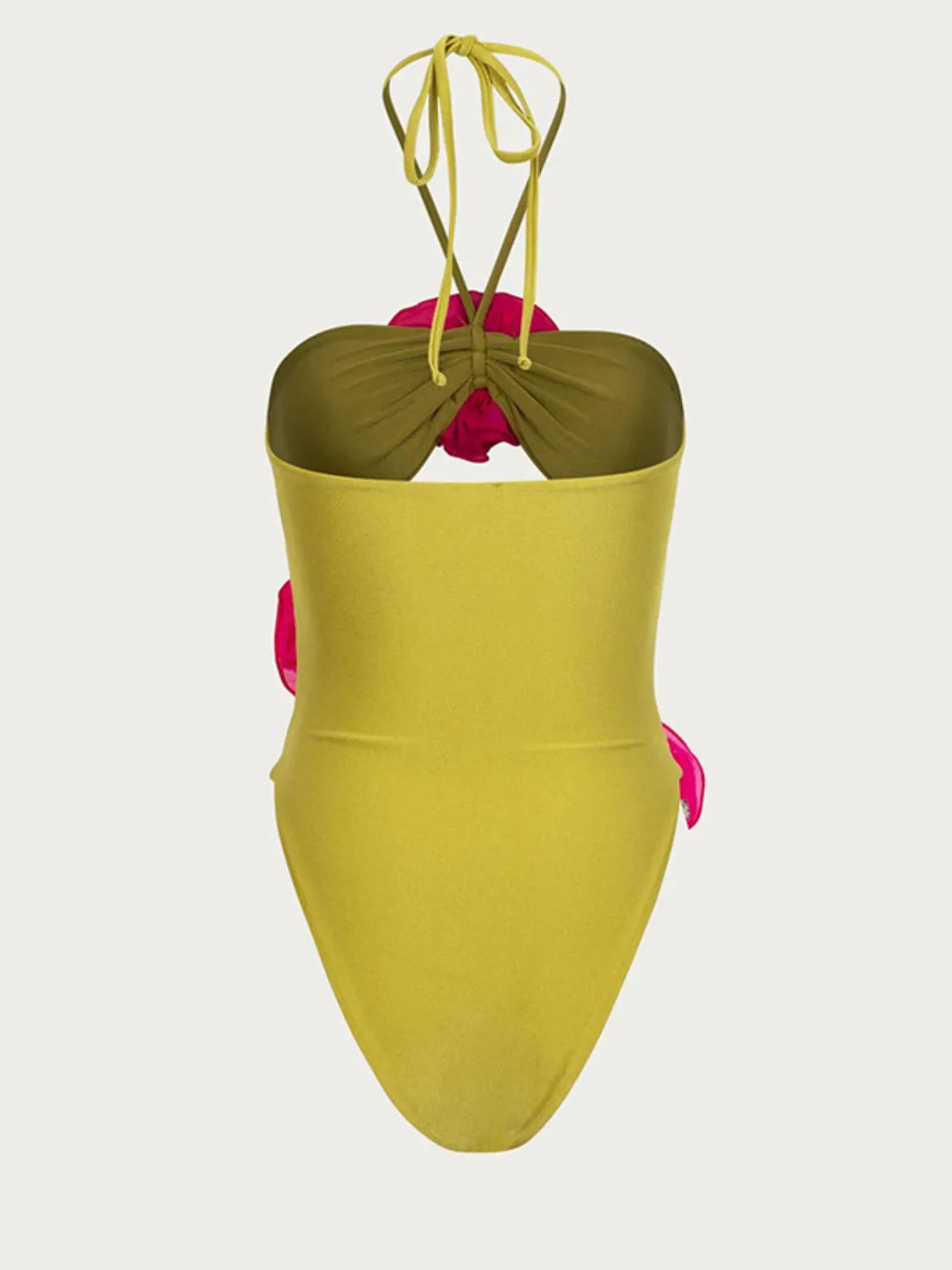 Flower Cutout Halter Neck One-Piece Swimwear - Fashorio