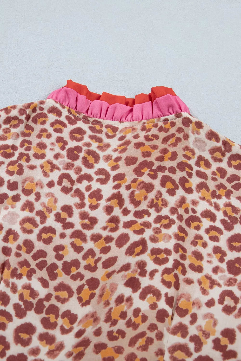 Leopard print short dress ruffle hem detail