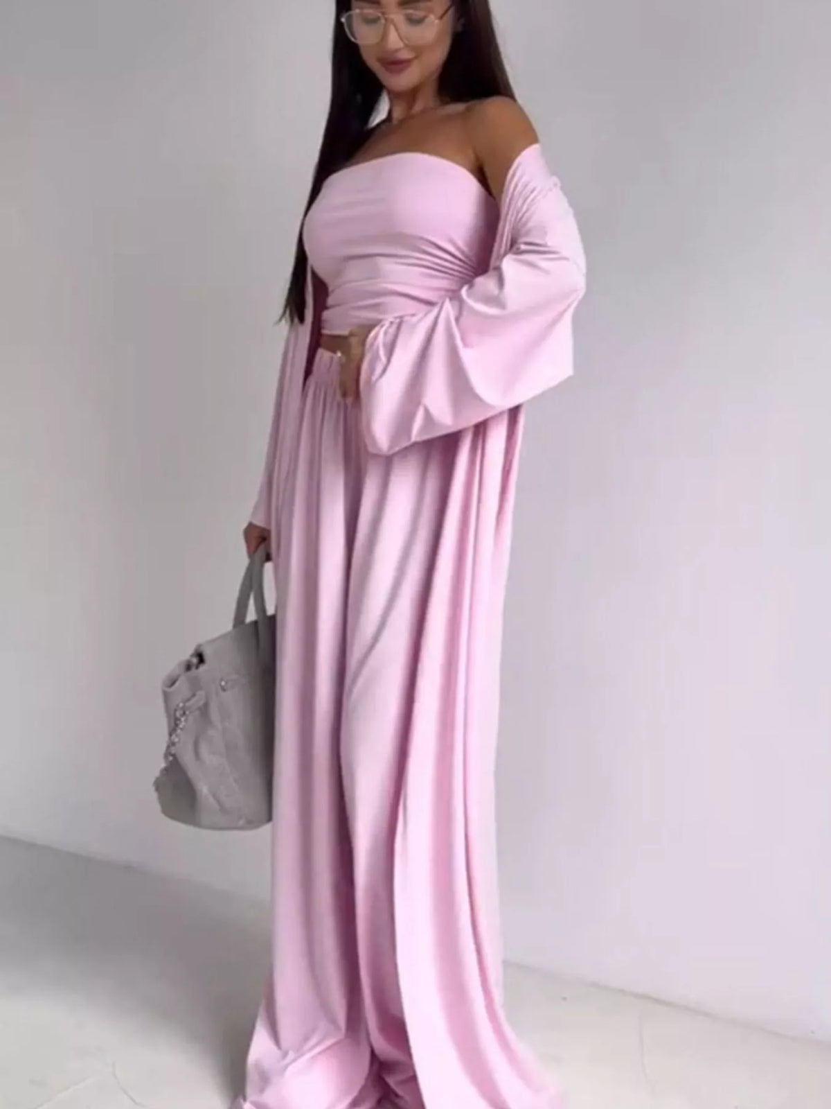 Three piece cardigan set side view