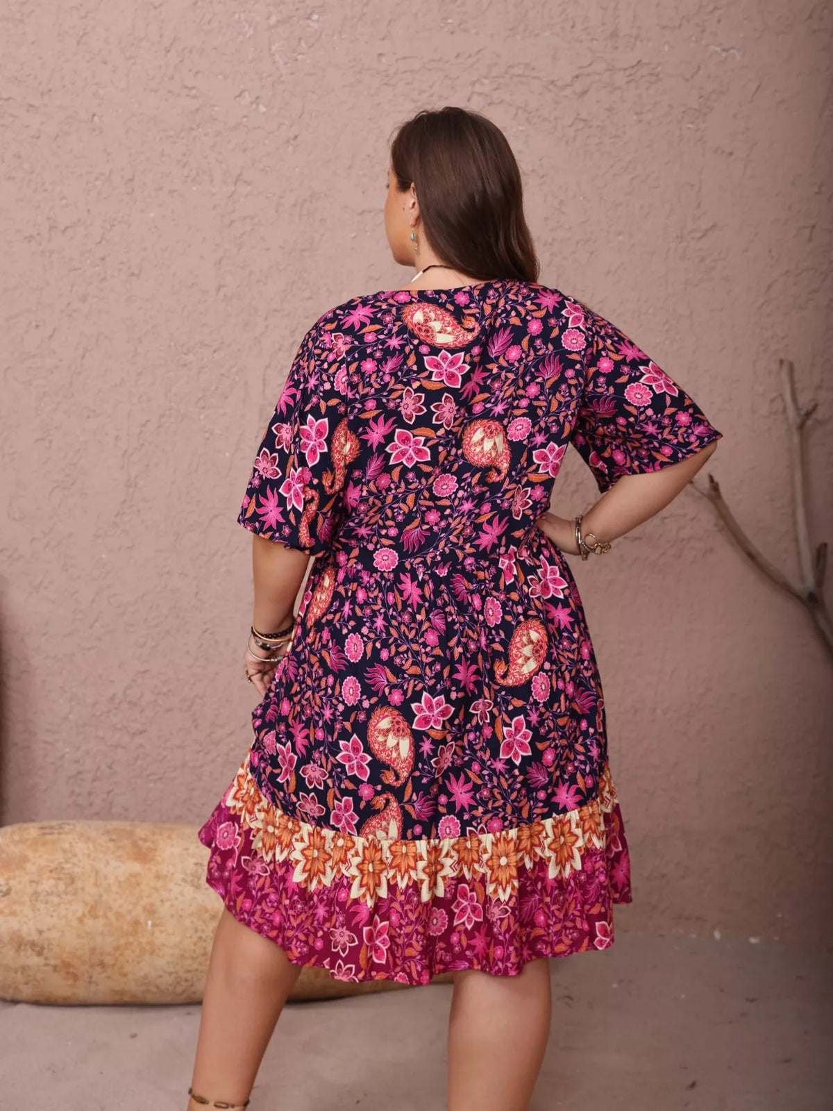Plus size floral dress styled view