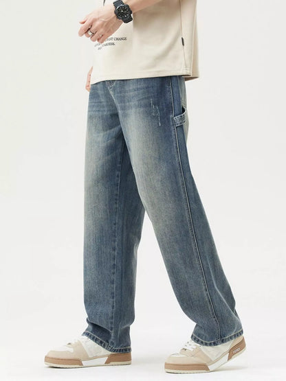 Men's Washed Wide Leg Jeans - Fashorio