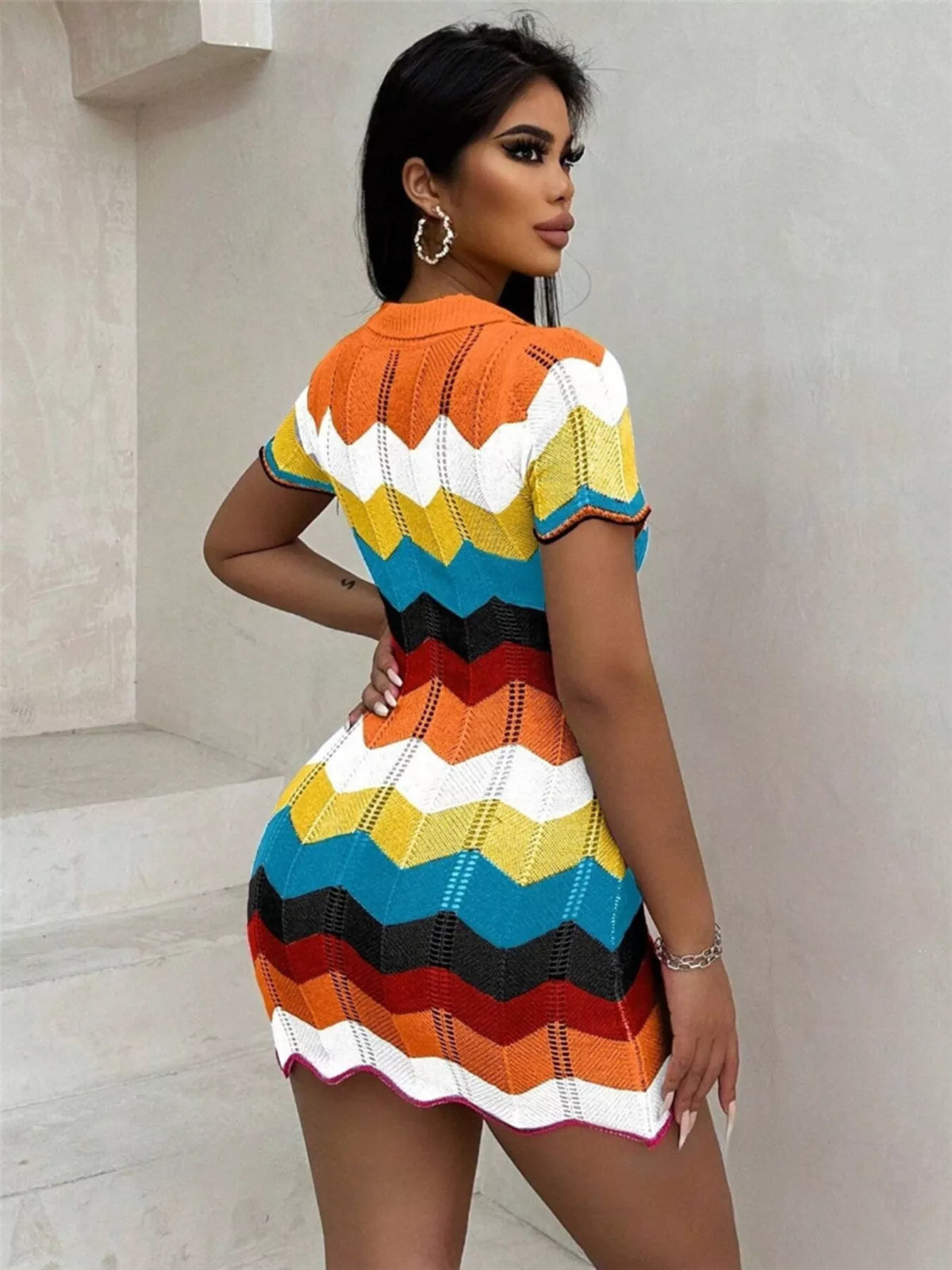 Chevron knit dress back view