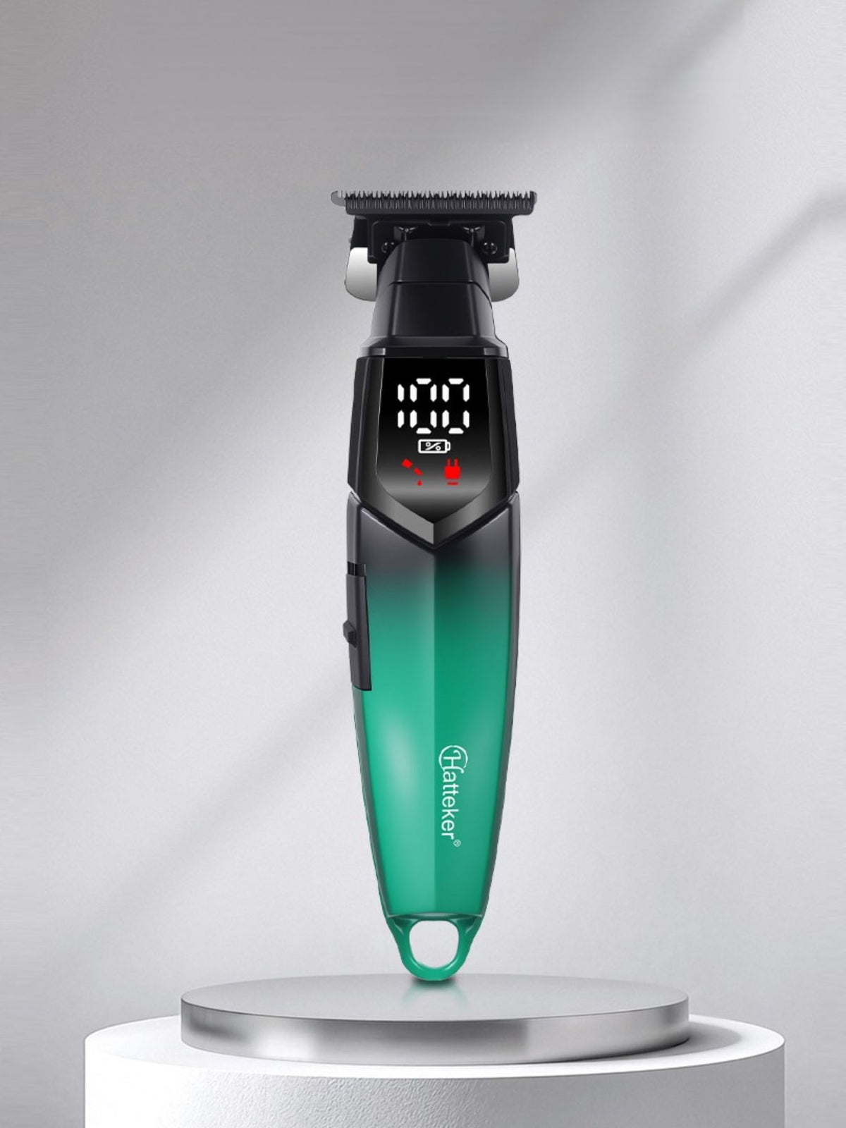 Cordless hair clipper with LED display front view