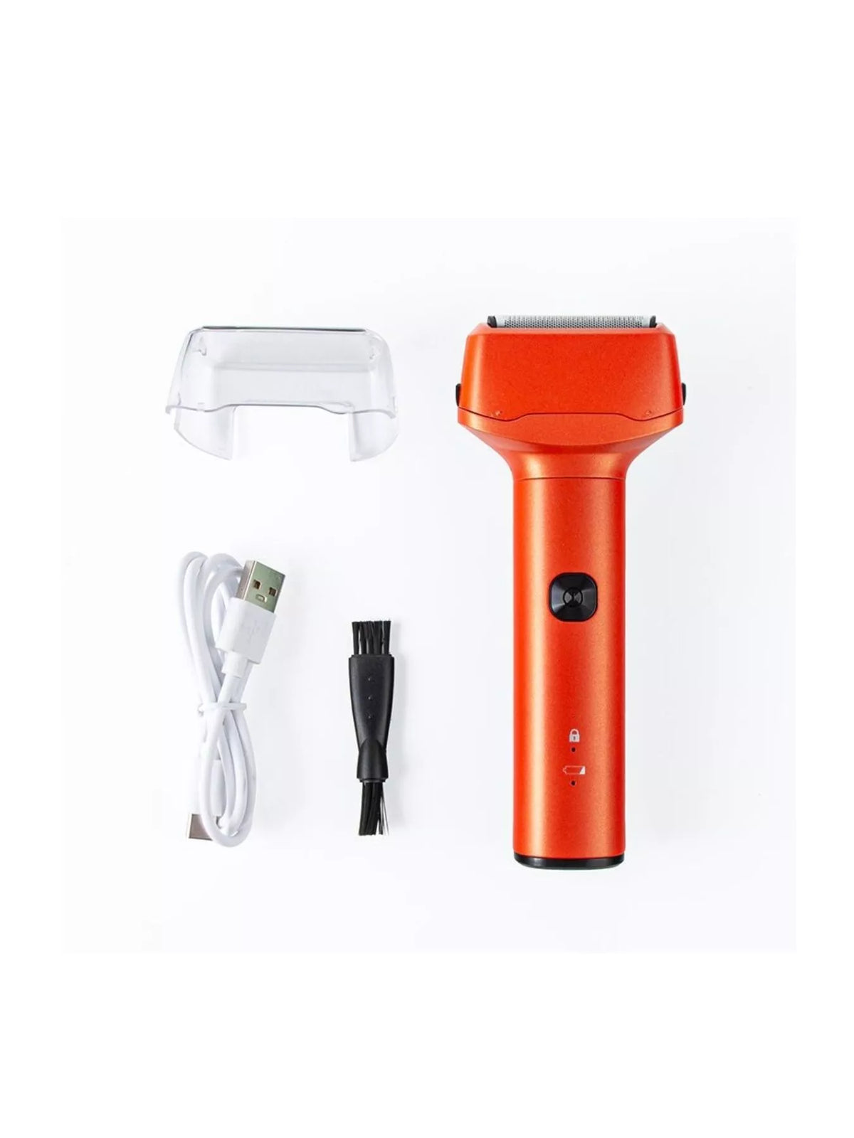 Portable shaver being used on face