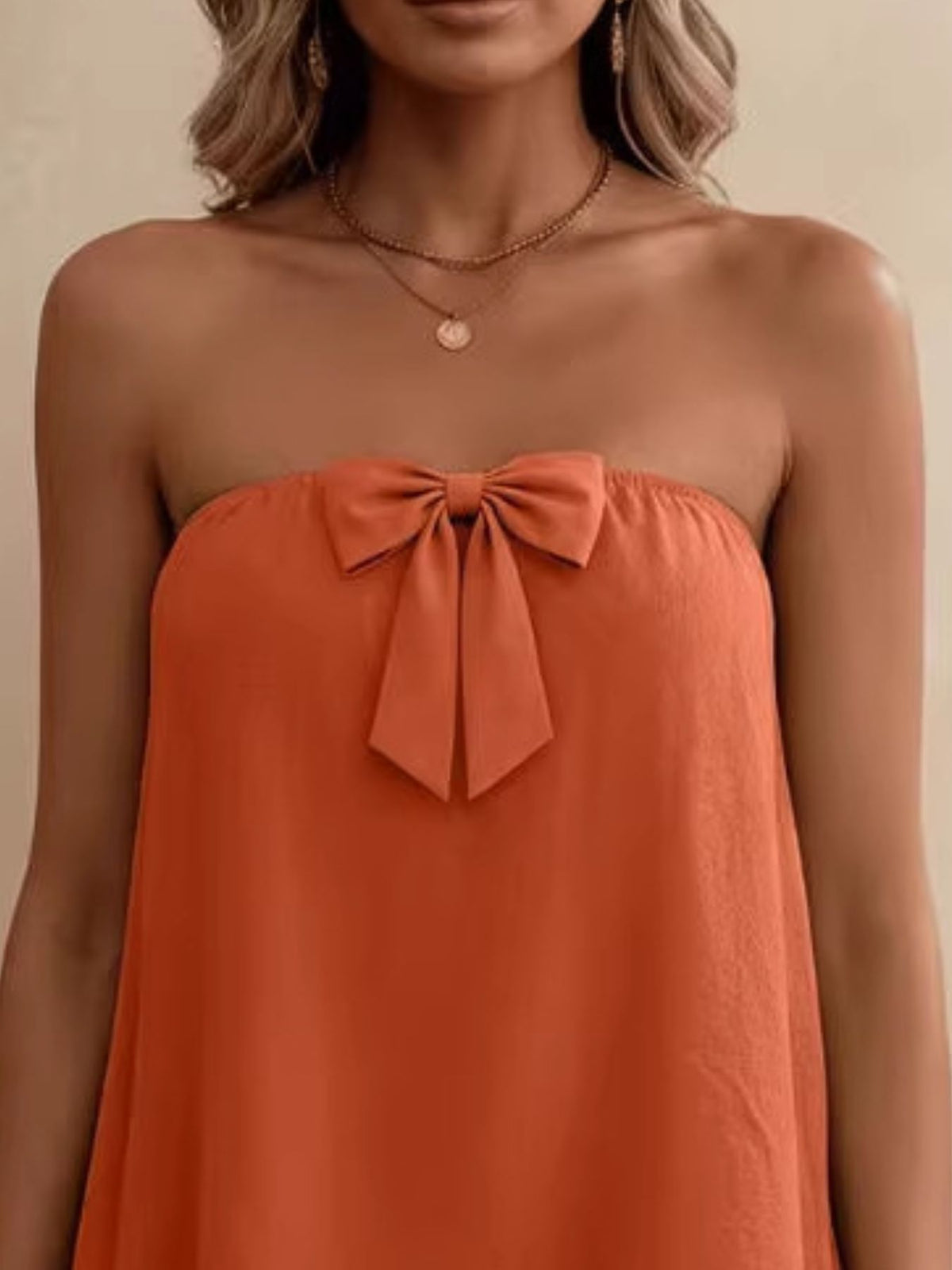 Womens bowknot tube top and shorts matching set