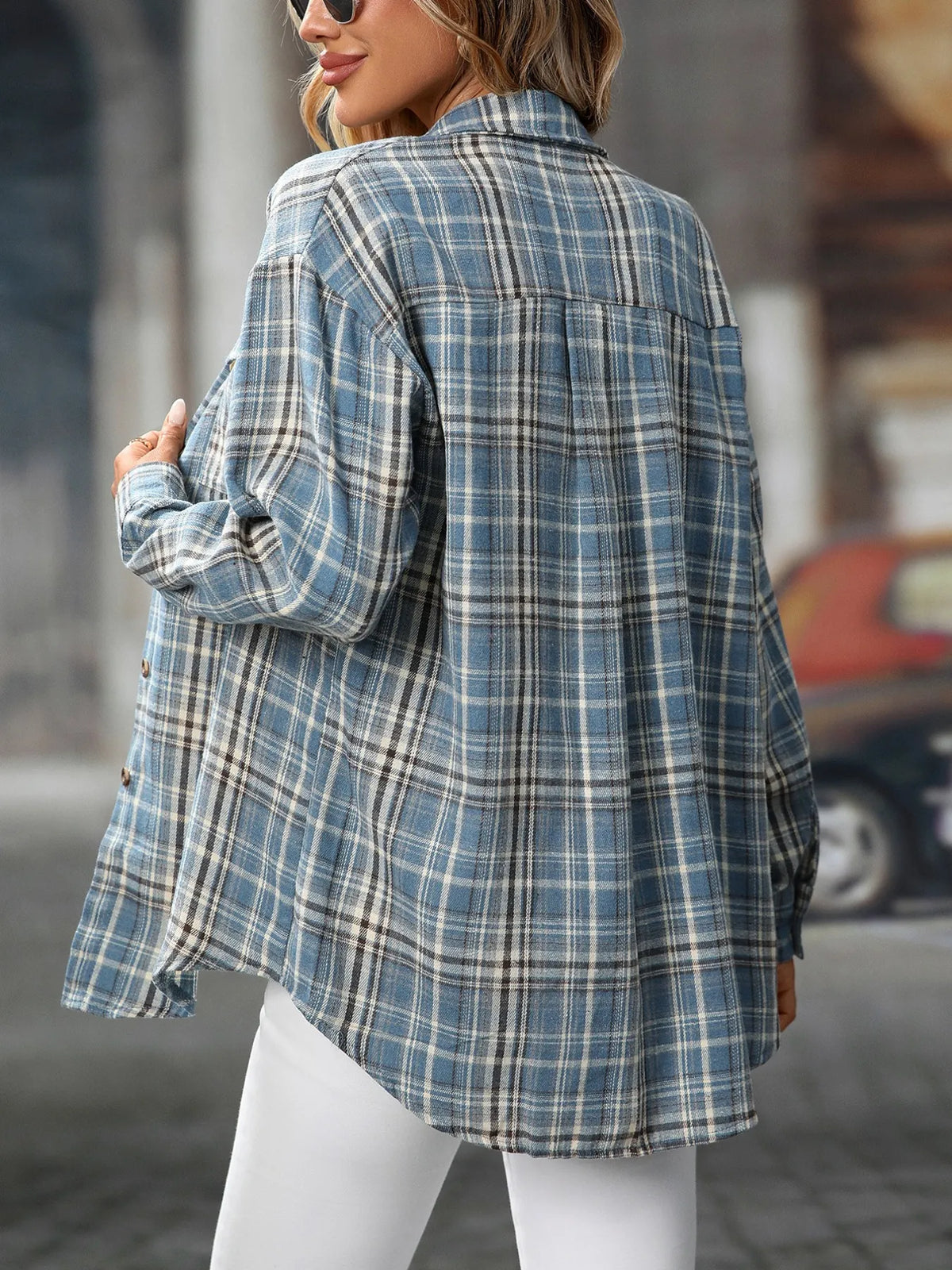 Oversized Plaid Button Up Shirt, view 23