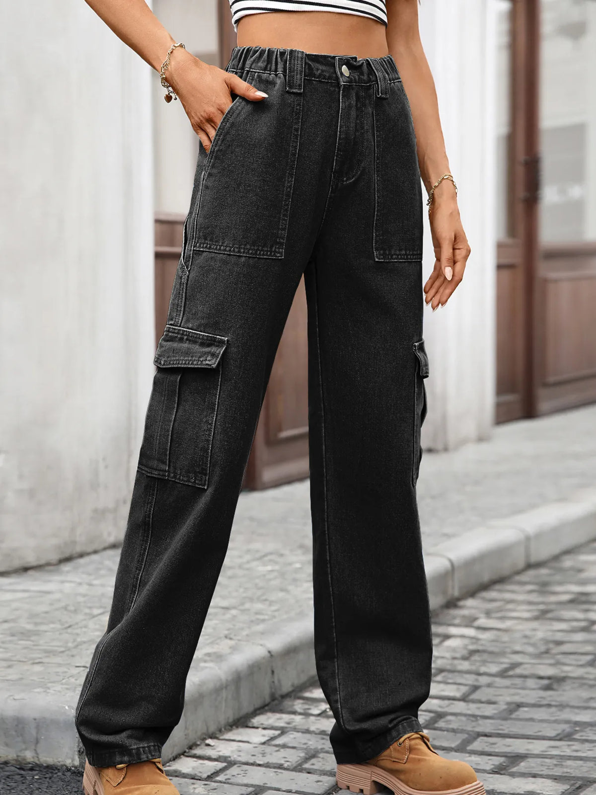 High Waisted Cargo Jeans, view 14