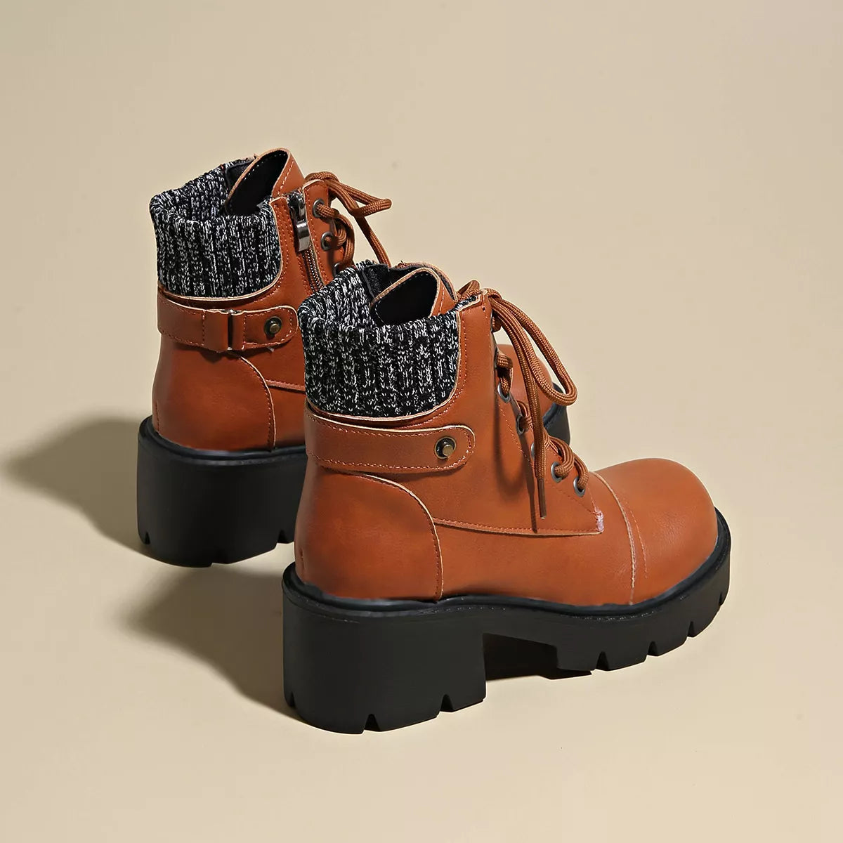 Round Toe Block Heel Boots toe detail