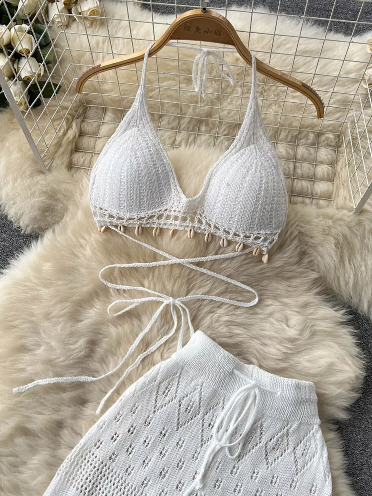 Crochet halter set side view