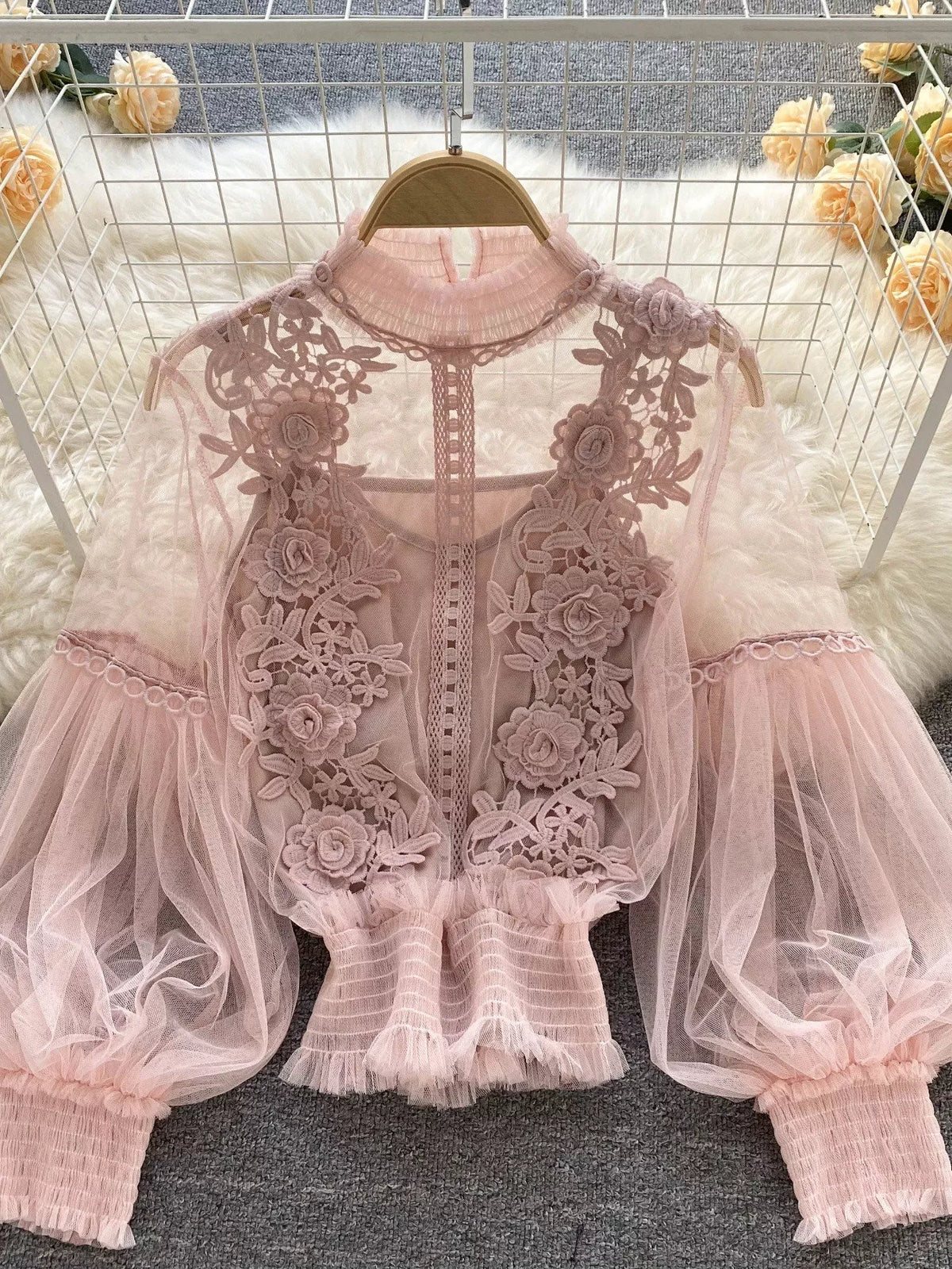 Floral Lace Blouse and Cami Two Piece Set, view 20