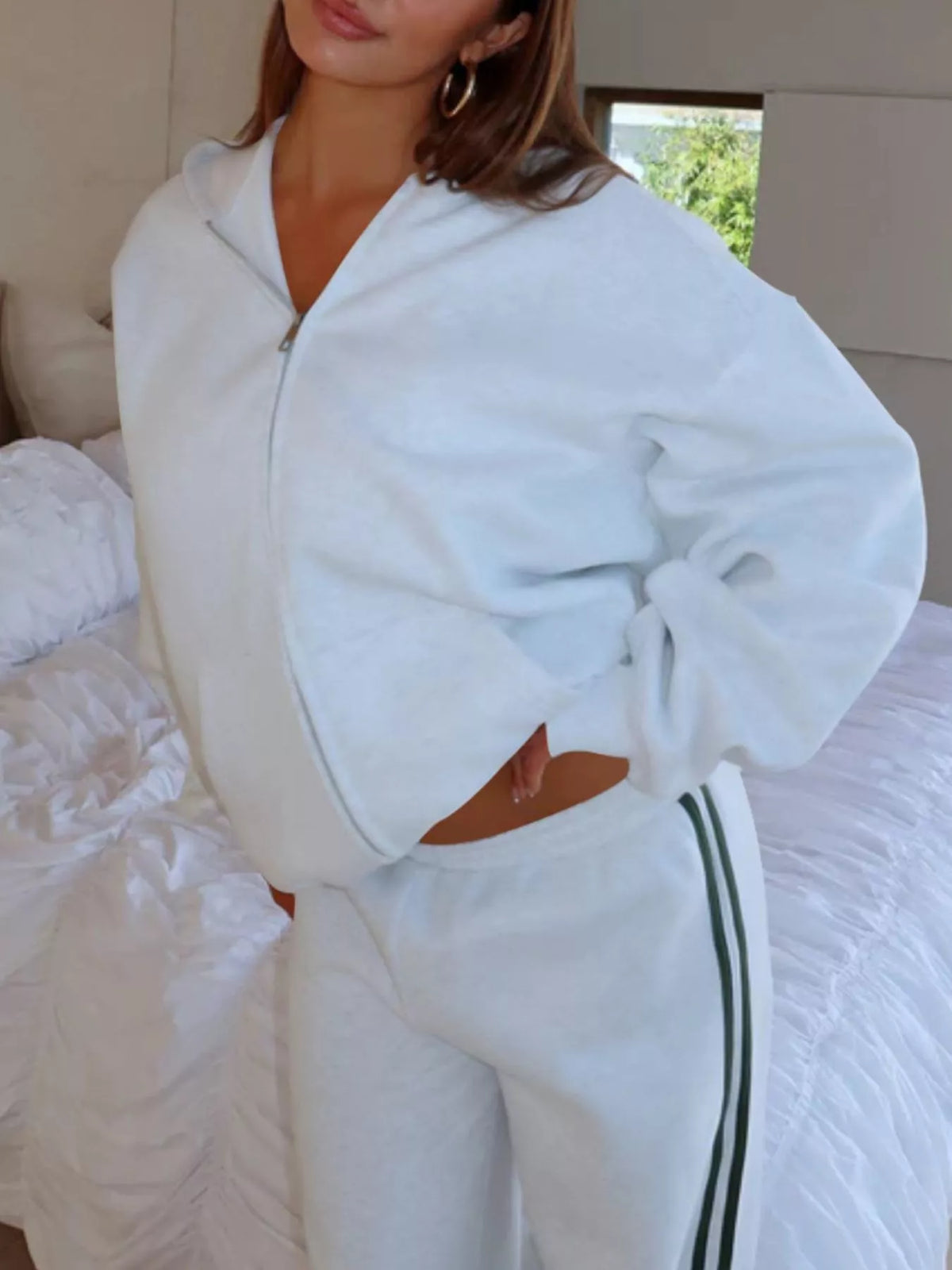 Zip Up Hoodie and Striped Pants Set, view 16