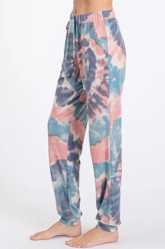 BiBi Tie Dye French Terry Casual Pants - Fashorio