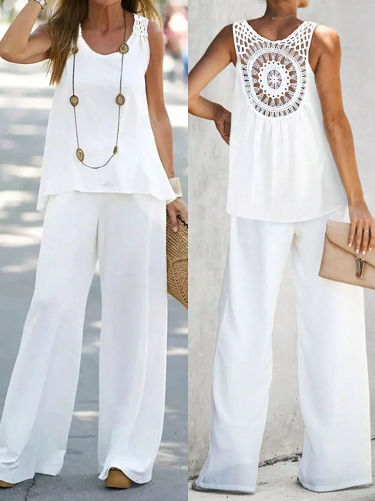 Cutout detail on round neck tank top