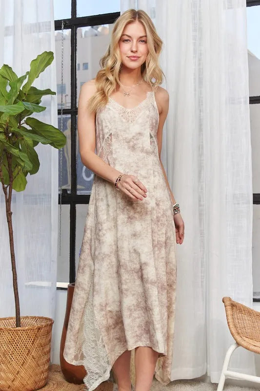 Printed Spaghetti Strap Midi Dress