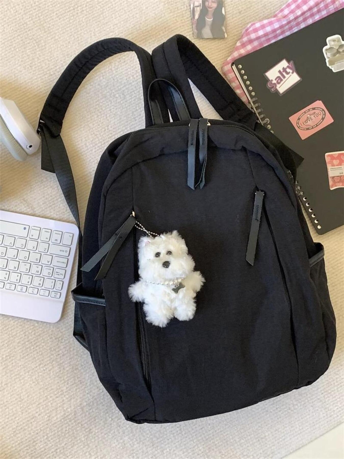 Casual lightweight nylon backpack interior compartment