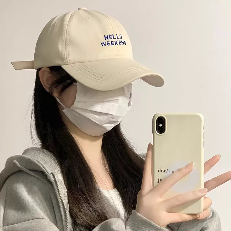 Embroidered cotton baseball cap front view