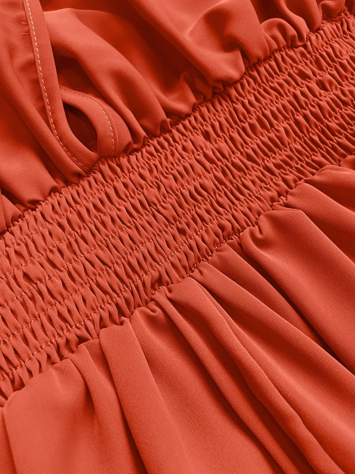 Back view of the ruched sleeve maxi dress