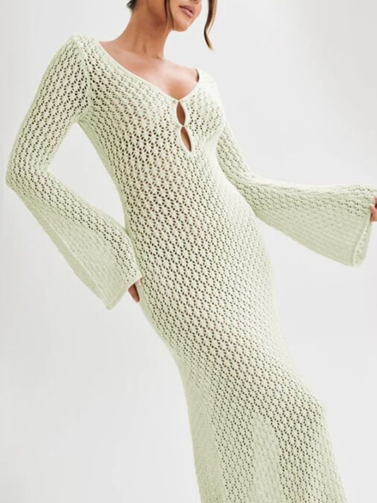 Crochet cover up dress full length view