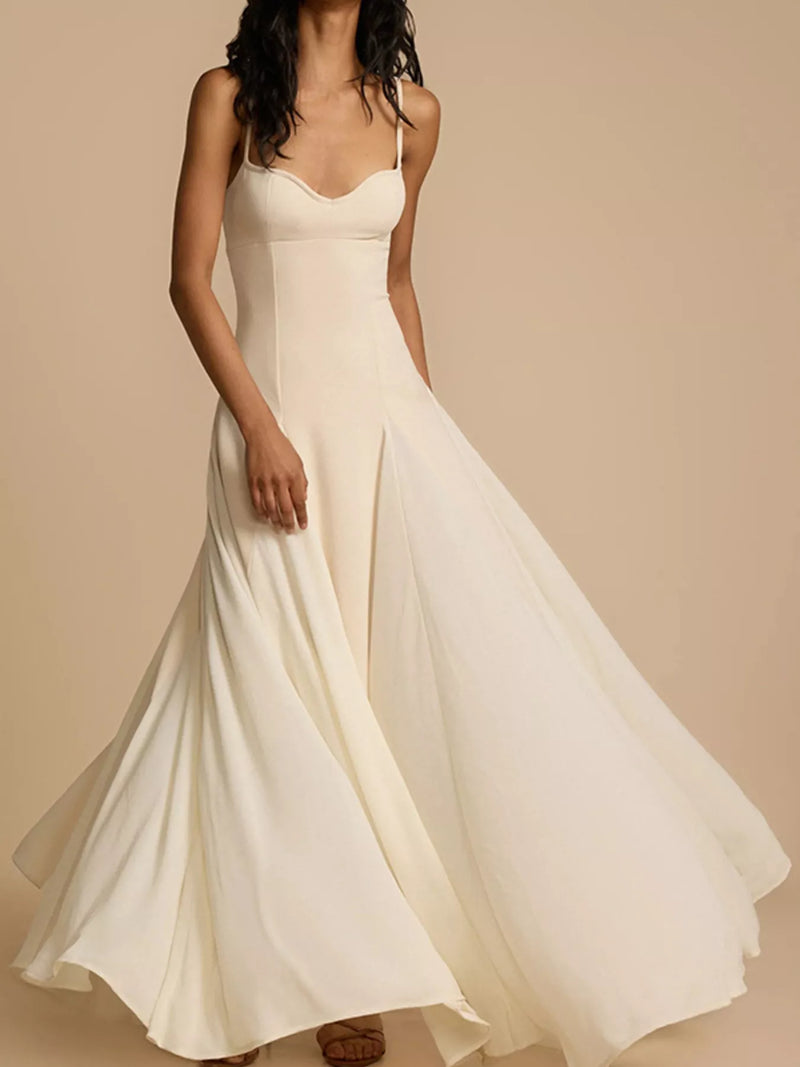 Sweetheart Spaghetti Strap Flowy Maxi Dress front view