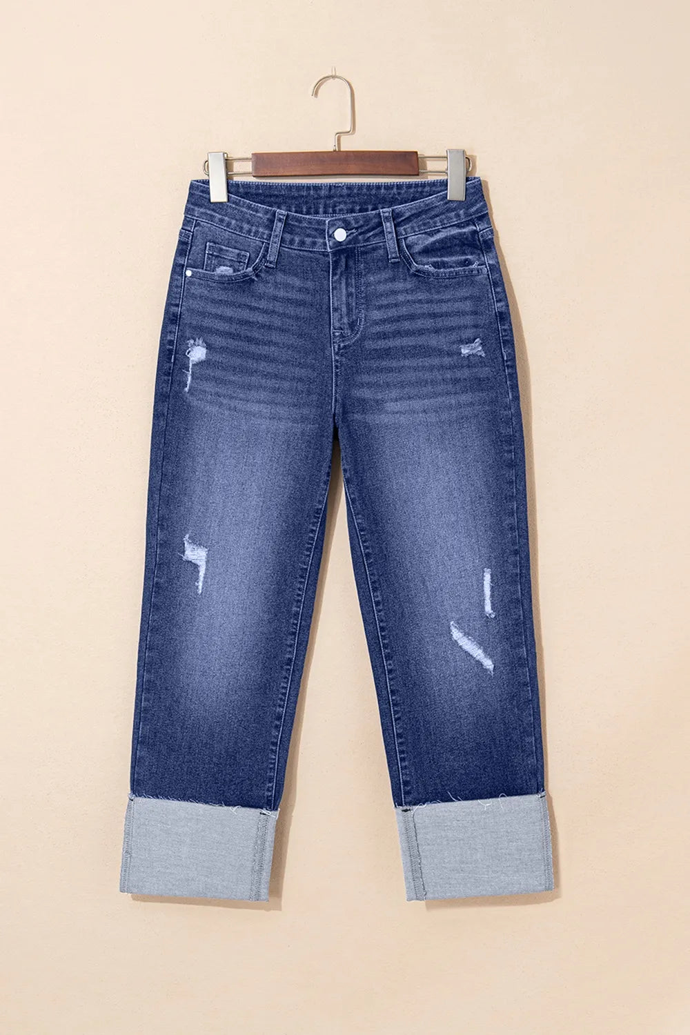 High waist straight jeans back view