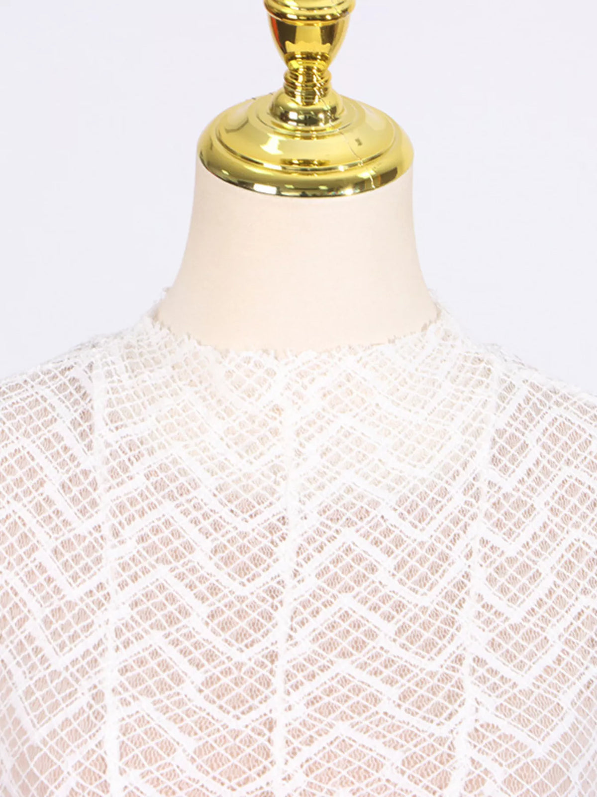 white lace mock neck long sleeve maxi dress styled outfit view