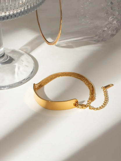 18K Gold-Plated Stainless Steel Bracelet Gold One Size - Fashorio