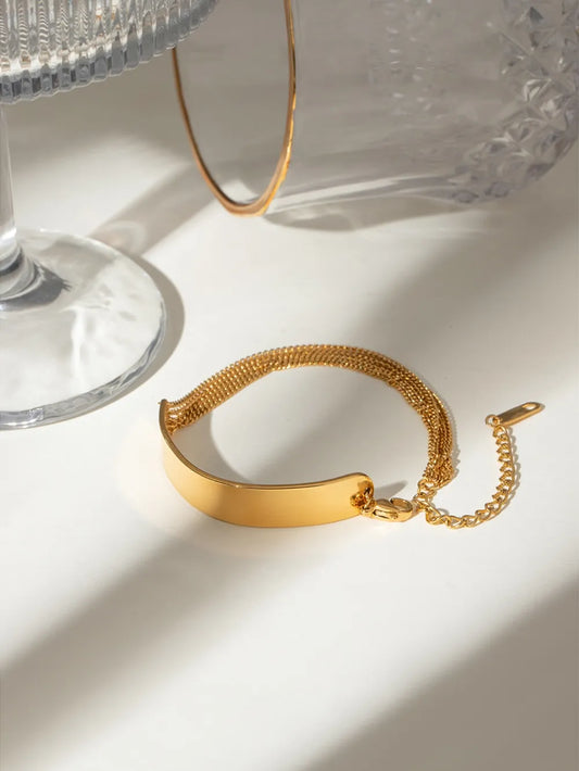 18K Gold-Plated Stainless Steel Bracelet Gold One Size - Fashorio