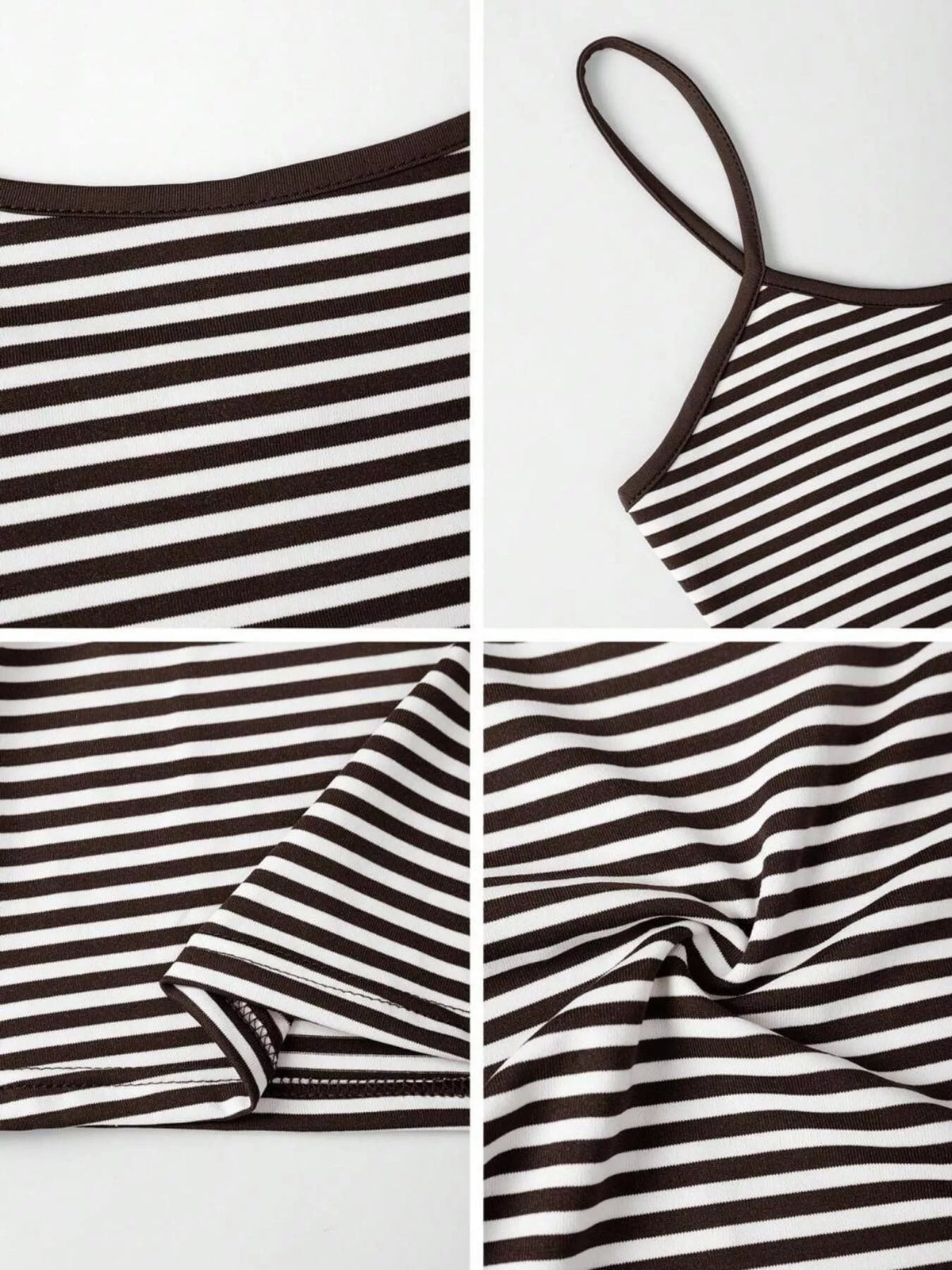 Striped scoop neck cropped cami full length view