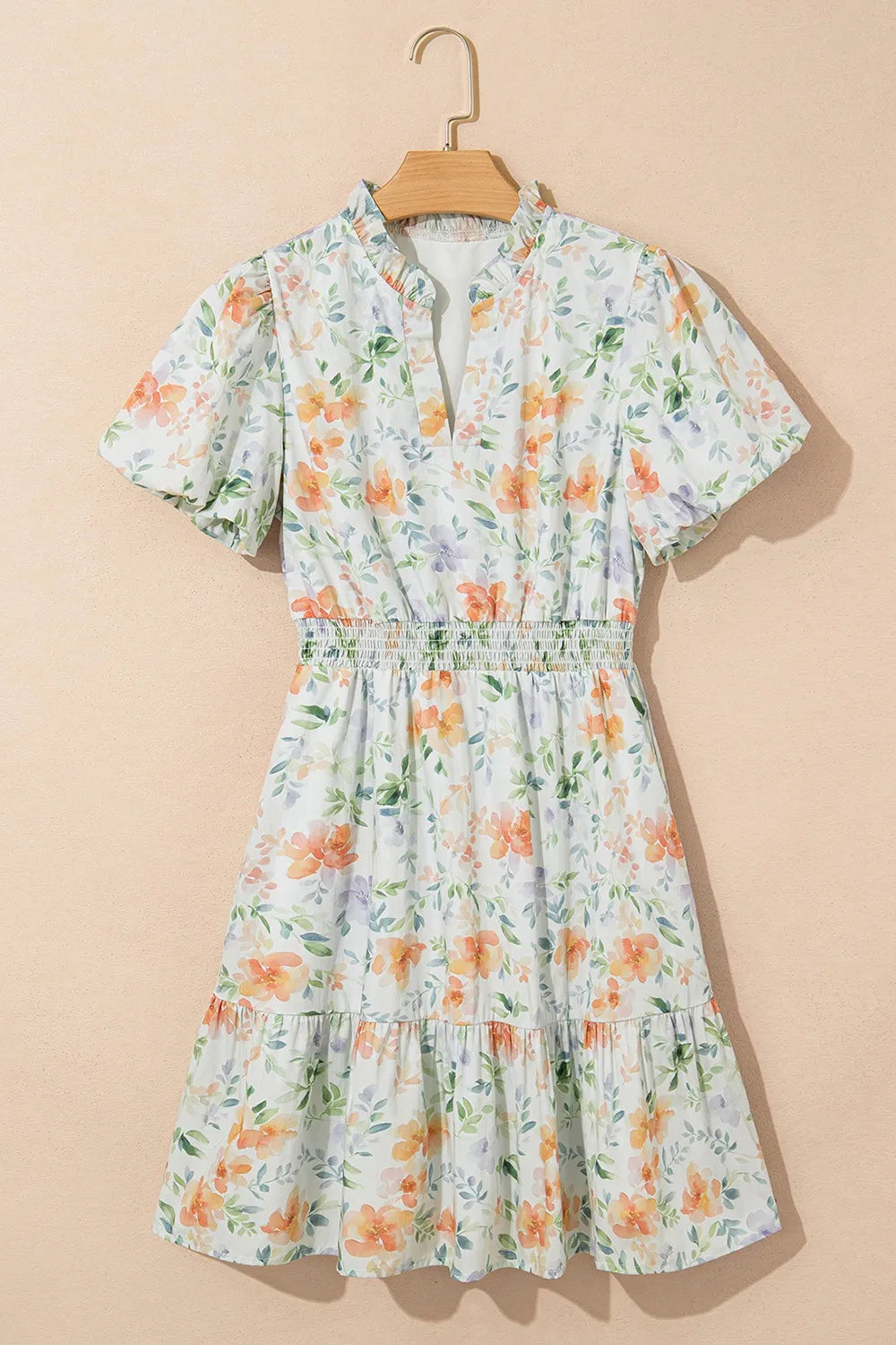 Floral smocked dress back view