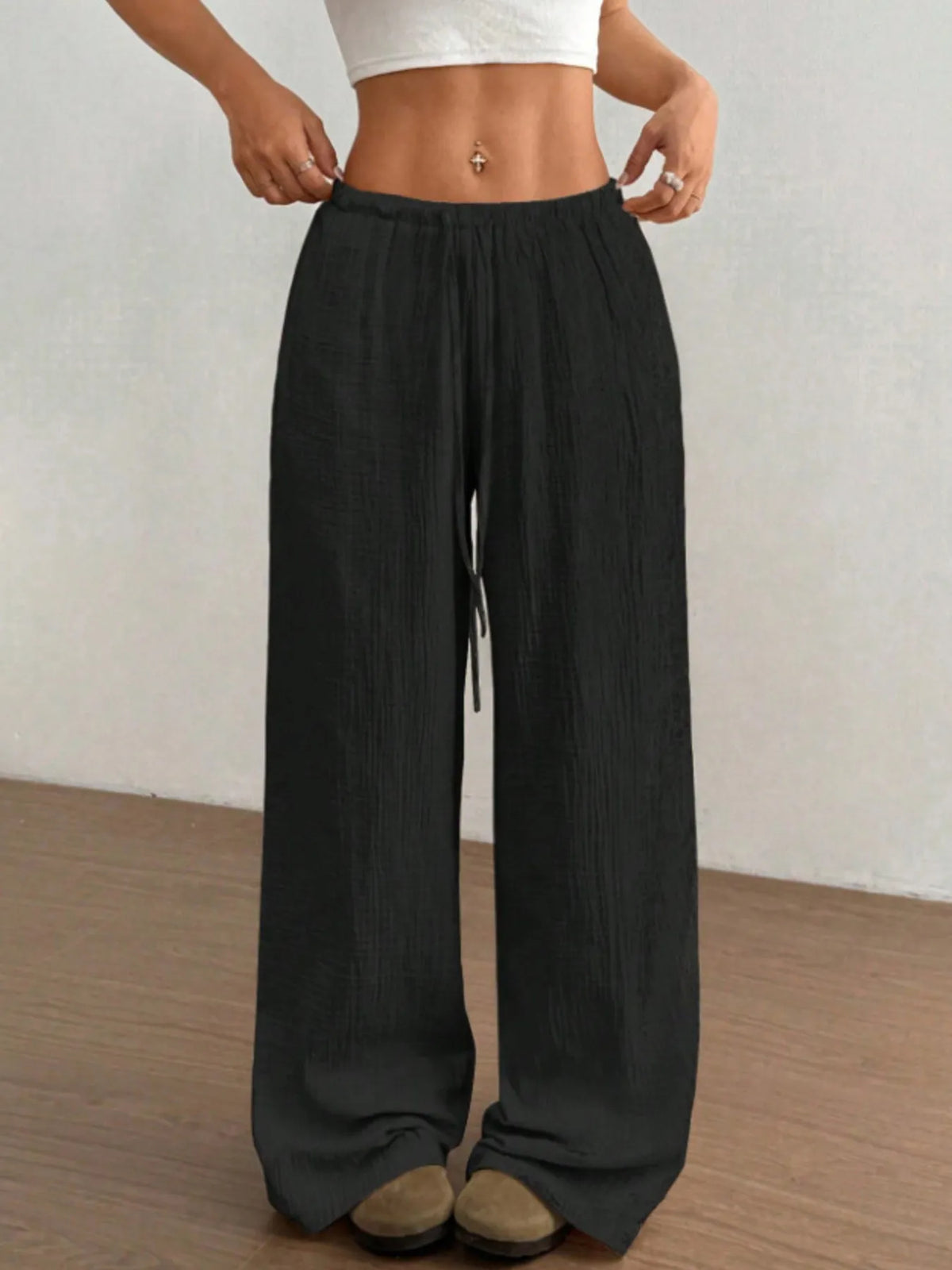 Wide Leg Casual Pants with Stretch, view 18