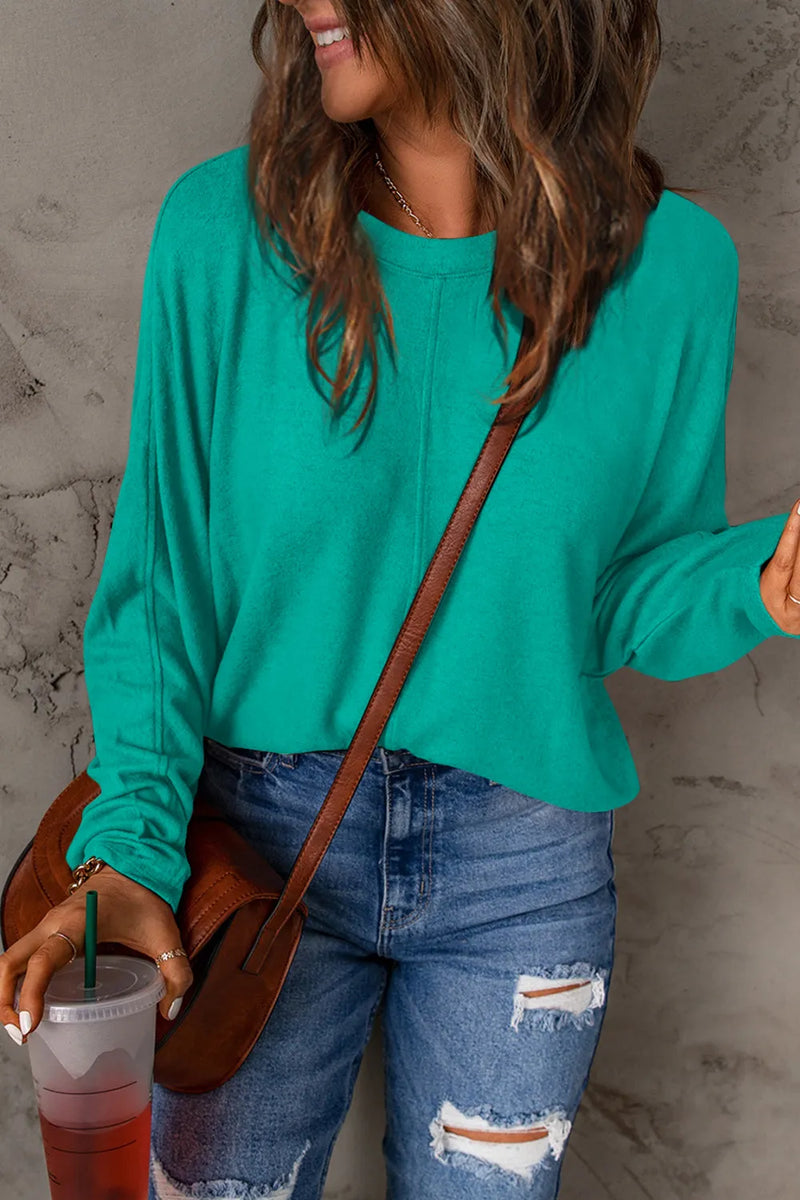 Round neck long sleeve tee front view