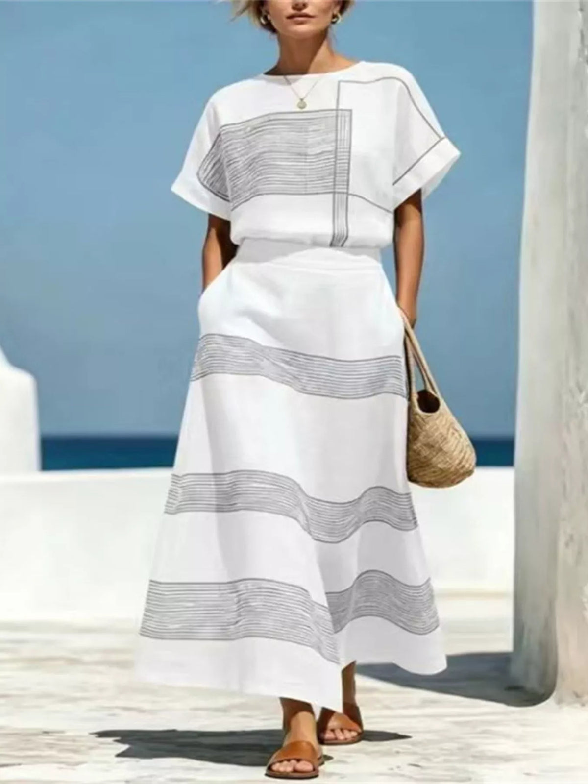 Close up of the striped fabric texture